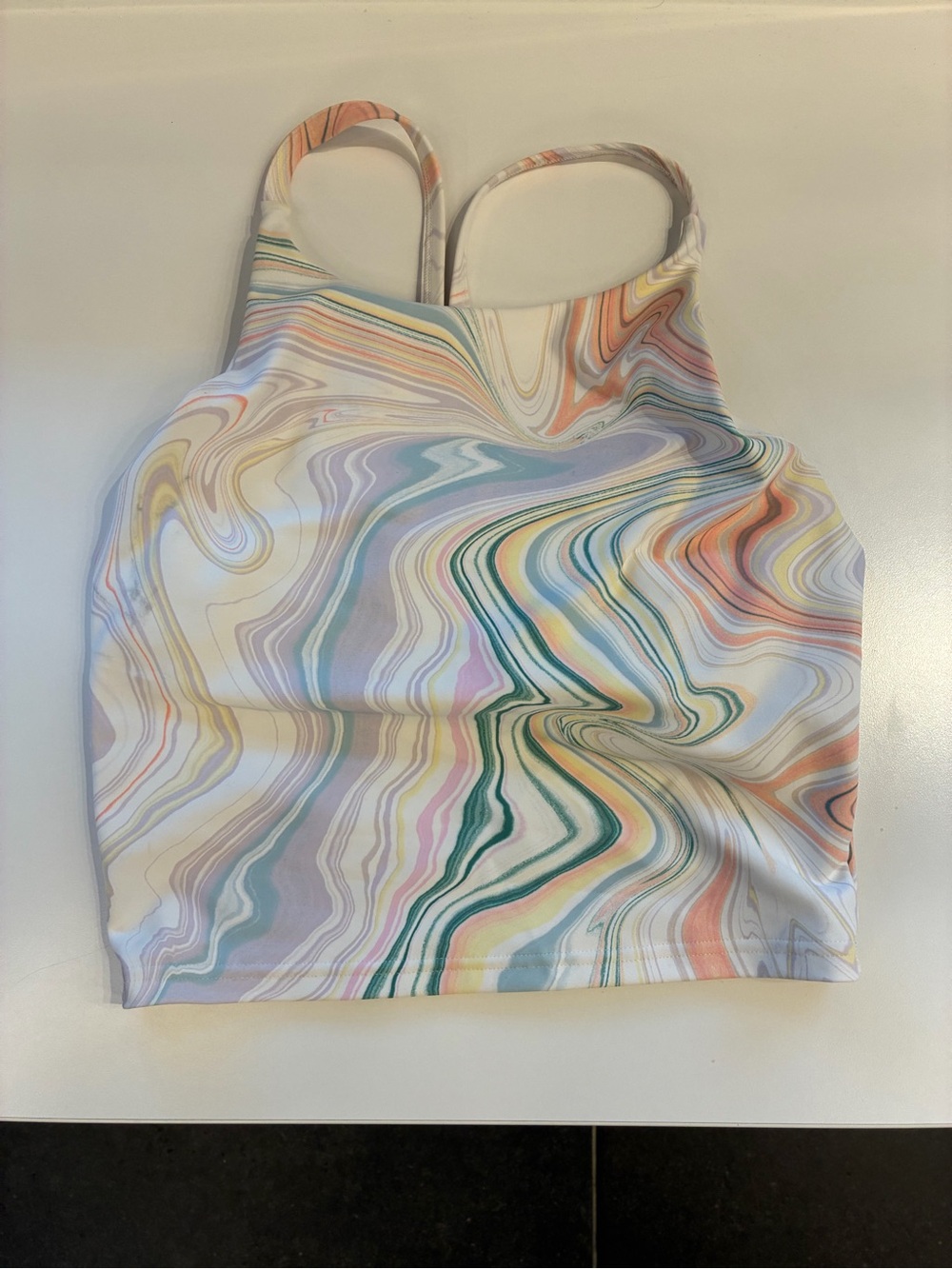 Old Navy Multicolor Marble Print Crop Tank Top